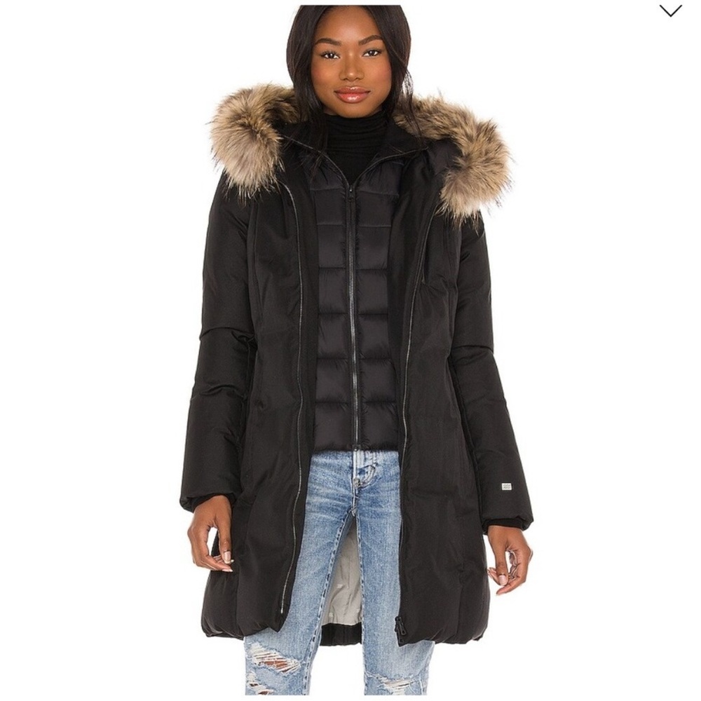 Soia & Kyo Black Puffer Coat with Fur Hood ( can easily be removed by zipper.)